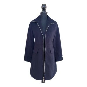 Tommy Hilfiger Navy Wool Zip Front Coat | Women’s XS